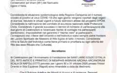 Annullate le Celebrazioni per l'Anniversario di Fondazione del Santuario Egizio d'Italia