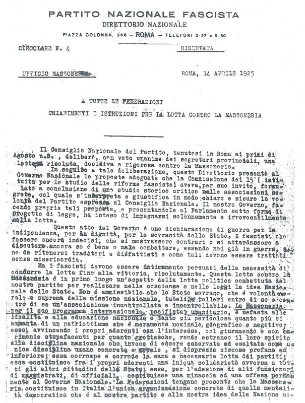 26 novembre 1925, la Massoneria messa al bando per legge dal fascismo 3 26 novembre 1925, la Massoneria messa al bando per legge dal fascismo