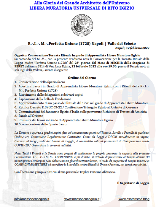 In Costituzione il Triangolo Egizio "Bernardino Telesio" all'Oriente di Cosenza. 1 In Costituzione il Triangolo Egizio "Bernardino Telesio" all'Oriente di Cosenza.